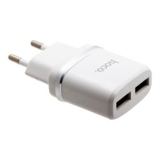 СЗУ Lightning на 2 USB 2.4A C12 HOCO белое (гарантия 2 недели)